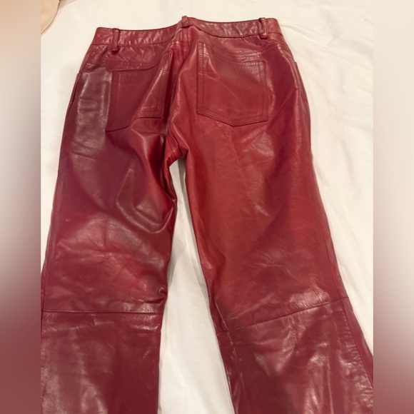 Earl Jeans Women's Red Flare Leather Pants - Picture 11 of 13